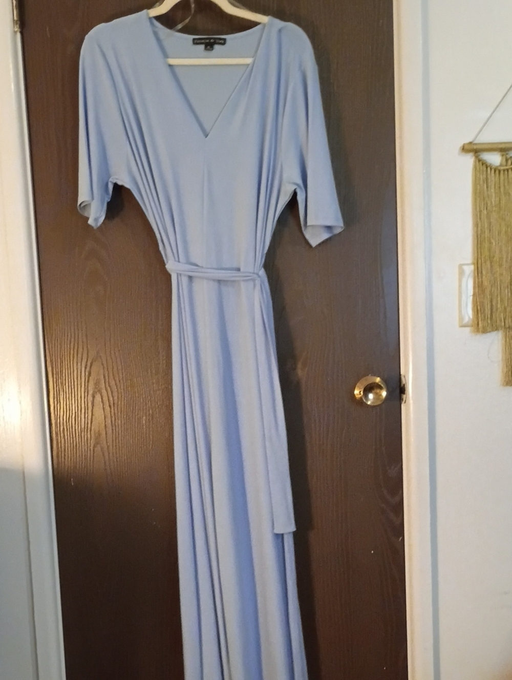 Light Blue V-Neck Maxi Dress